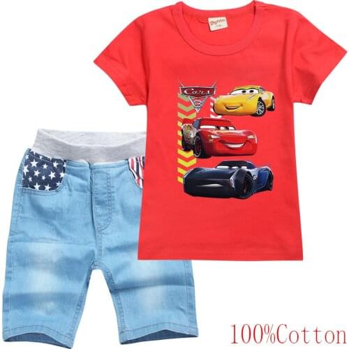 Disney McQueen Cars Children Clothing Sets Cartoon Print Baby Boys Tracksuits Kids Girl Sport Suits Short Top+Pants 2pcs Sets