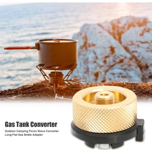 Outdoor Camping Hiking Stove Auto-off Connector Conversion Head Aluminum Alloy Long Tank Gas Bottle Cylinder Adapter Furnace Con
