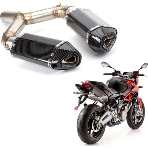 Motorcycle Full System carbon Fiber Exhaust Slip-On For Aprilia SHIVER 750 shiver750 with Muffler Middle Contact Pipe