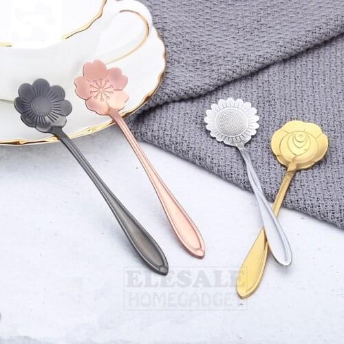High Quality Flower Style Dessert Tea Coffee Spoon Stainless Steel Color Classic Spoon For Home Kitchen Bar Coffee Shop Gadget