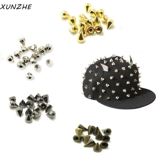 XUNZHE 25pcs 7*9.5mm Metal Punk Rock Studs And Spikes For Clothes Metal Bullet Rivets For Leather Accessory Garment Hat Rivets