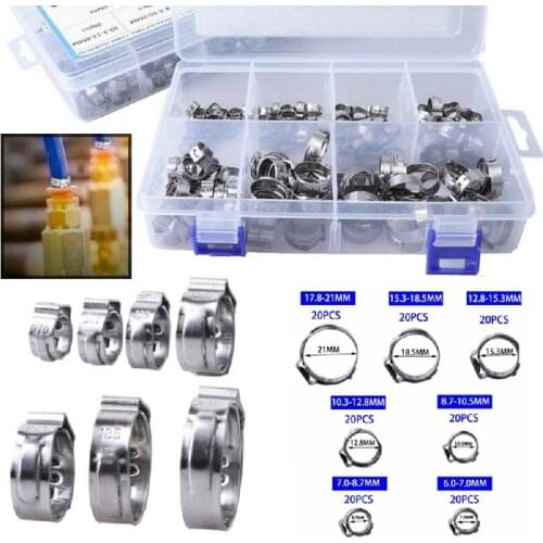 140PCS 304 Stainless Steel Drive Hose Clamp Tri Clamp Adjustable Fuel Line Pipe Worm Gear Clip Clamp Tube Fasterner Spring Clip