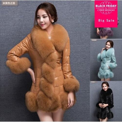 S-4XL plus size Winter New fashion brand Pu Fake fox fur jacket womens Short jacket winter Faux fur coat w1750 free shipping