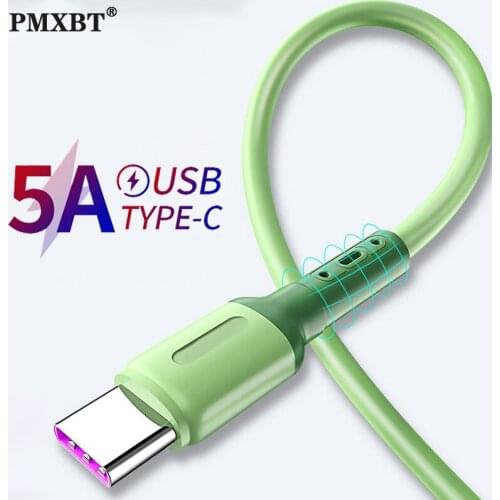 PMXBT 5A Liquid Silicone Type C USB Cable For Huawei P40 P30 Pro Samsung S20 S10 S9 Super Fast Charging Cord USB-C Charger Cable
