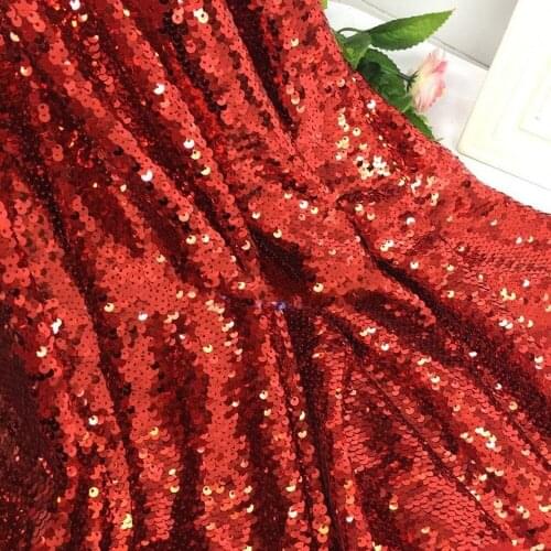 1Y/Lot 5MM red encryption sequins fabric stage wear dance costume wedding dress cloth accessories
