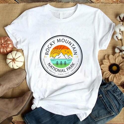 100% Cotton Rocky Mountain National Park Retro Style Graphic T Shirt