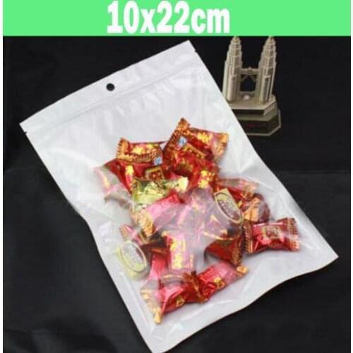 100pcs/lot 10cm*22cm White / Clear Self Seal Zipper Plastic Retail Packaging Pack Bag Ziplock Storage Bag Package With Hang Hole