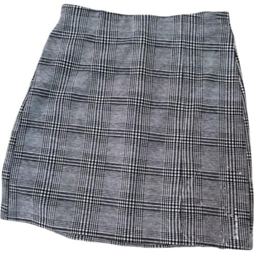 2021 Msfancy Spring Vintage Plaid Mini Skirt Women High Waist A-line Split Short Skirt 2021 Official Mujer Faldas