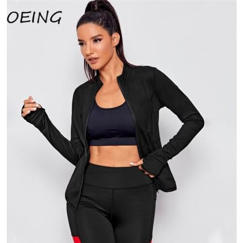 2021 Womens Exercise Training Jackets Zip Up Breaethable Jogging Coat Black Fitted Sweat Sport Jacket