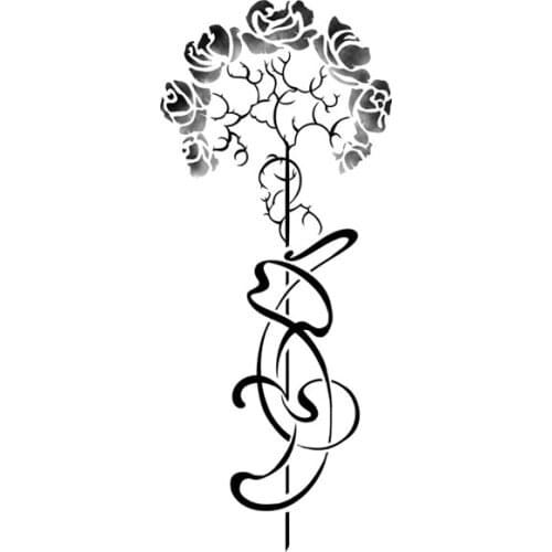 36MM×85MM Rose Tattoo Sticker Lasting Waterproof Personality Retro Art Girl Gothic