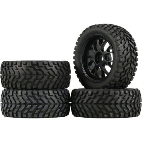 4Pcs 75mm Rubber Rally Climbing Car Off-road Wheel Rim and Tires Hex For HSP HPI 1:10 RC Racing Car Accessories Component