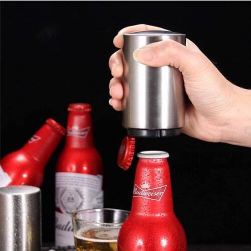 Automatic Beer Bottle Openers Magnetic Wine Opener Stainless Steel Magnet Kitchen Bar Tools Push Down Cap Remover Pop Off Opener