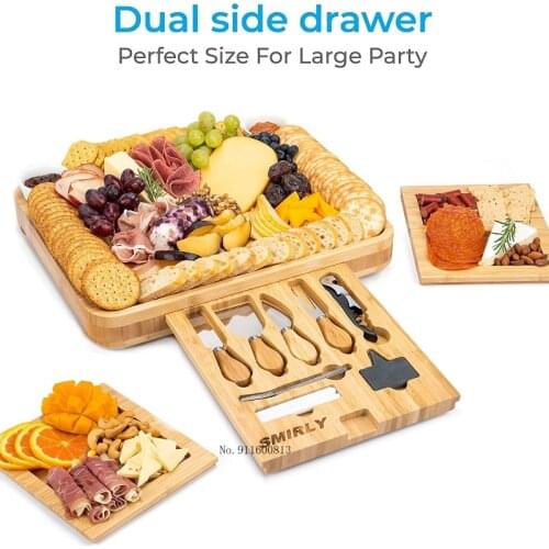 Cheese Board and Knife Set Wood Charcuterie Platter for Cheese, Meat christmas dishes dinnerware sets,house warming present