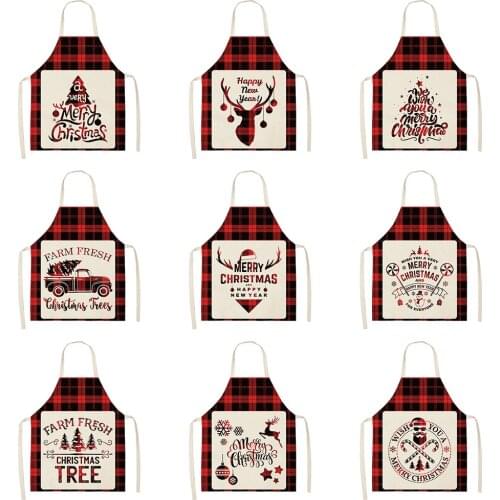 New Christmas Women Kitchen Apron Cotton Linen Sleeveless Chef Cooking Aprons Kitchen accessories 68*55cm 0167