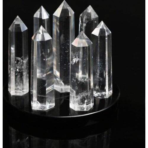 Feng Shui seven star array natural white crystal transparent stone pillars + plate base decoration