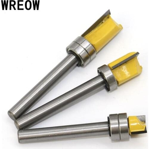 6mm round Shank Bearing Straight Flush Trim Router Bit 3Flute Top Tungsten bit Template Trim Woodworking Milling Cutter Tool ne