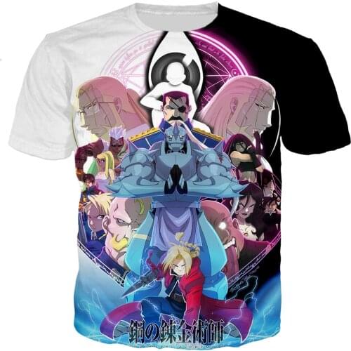 Fullmetal Alchemist Brotherhood T Shirt Men/women 3D Printed T-shirts Casual Harajuku Style Tshirt Streetwear Tops