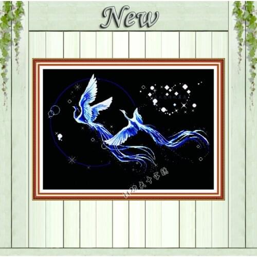 Mandarin ducks flower black cloth painting counted on canvas DMC 14CT 11CT unprinted Cross Stitch Embroidery kits Needlework Set