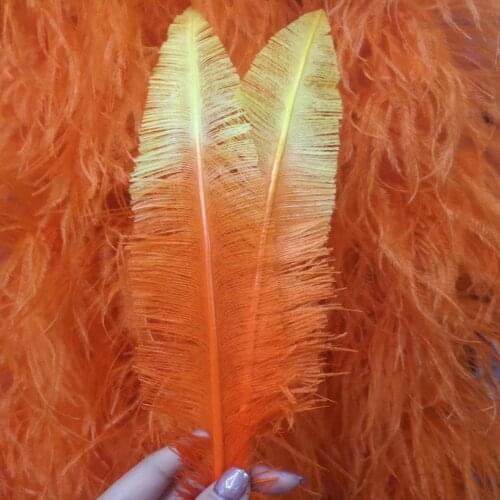 Pretty 100pcs Orange and Yellow 40-45cm/16-18inches Ostrich Feathers For Crafts Plumes Jewelry Making Wedding Decoration