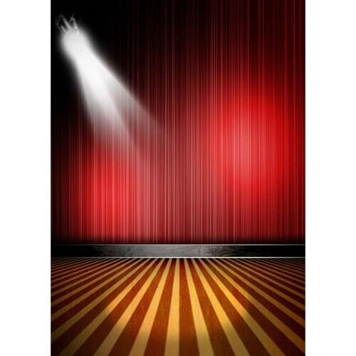 Red Curtain Spotlight Stripe Stage Photography Backdrop Vinyl Cloth Background Photo Studio for Baby Children Party Photophone