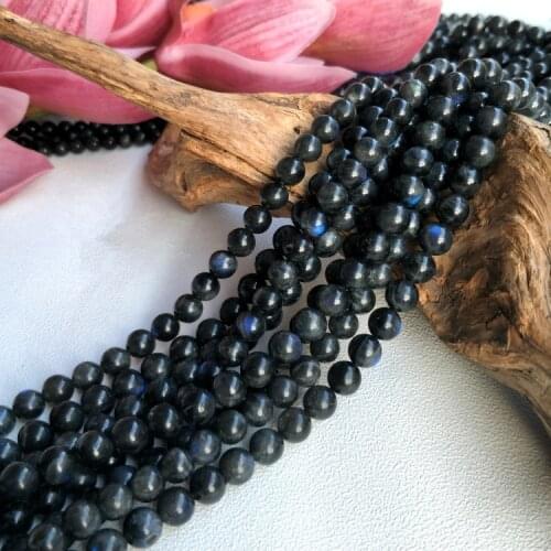 Loose beads black Labradorite round 10/12mm blue rainbow A for DIY jewelry making FPPJ wholesale beads nature