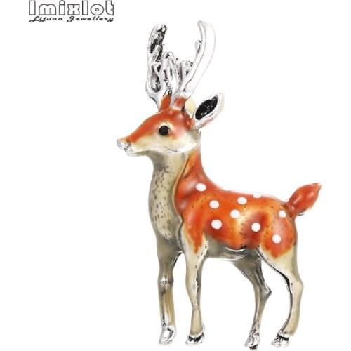 Cute Cartoon Deer Brooches for Women Sika Deer Animal Design Enamel Brooch Pin Coat Accessories Kids Gift 3 Colors Available
