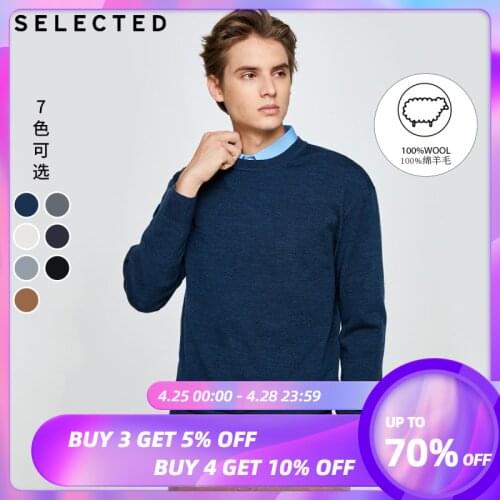 SELECTED Winter New Style 100% Wool Round Collar Trendy Knit for Men T|420324016