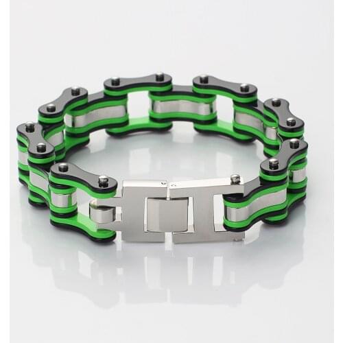 Mens Bicycle Bracelet Chain 316L Stainless Steel Green Black Motorcycle Bike Bracelets Customizable Logo Fashion for Friend Gift