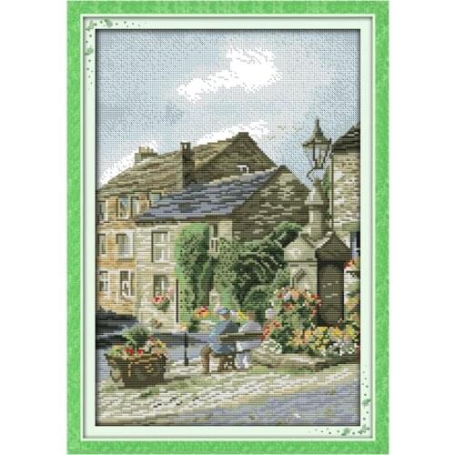 Leisure steet scenery counted printed on the canvas 11CT 14CT DIY kit Cross Stitch embroidery needlework Sets home decor