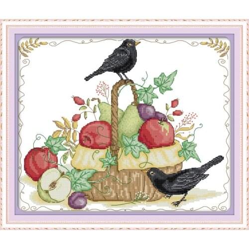 Joy Sunday Harvest Fruit Basket Cross Stitch DIY 11CT 14CT Cross Stitch Kit Handmade Embroidery For Gift And Home Decoration