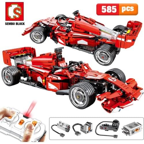 2020 NEW SEMBO Block 585PCS City Remote Control Bricks Electric RC F1 Equation Racing Car Building Blocks Toys For Kids