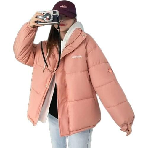 2021 New Womens Down cotton Jacket Thickened Bread Clothes Female Short Loose Winter Padded Clothes Coat Small Padded Jacket