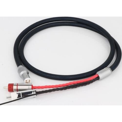 One Piece OFC Silver Plated With shielding RCA 5 pin DIN XLR U spade plug Audio Phono Tonearm Cable with Ground Wire