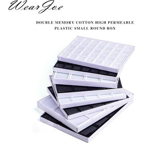 Wholesale Top Glass Diamond & Gemstone Display Case Opal Gem Stones Coin Beads Pendant Jewelry Storage Holder Plastic Box 12pcs