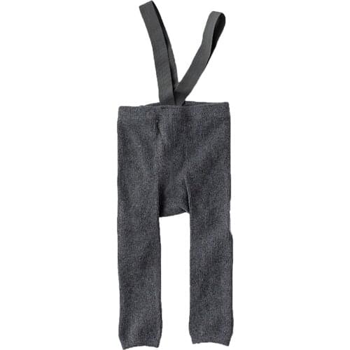 0-2Y Newborn Baby Girls Suspender Leggings Solid Knit High Waist Elasticity Simple Style Spring Clothing Accessories