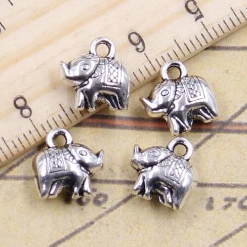 20pcs Charms Doubled Sided Lovely Elephant 11x11x5mm Tibetan Silver Color Pendants Antique Jewelry Making DIY Handmade Craft