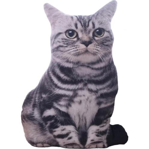 50cm Cute Simulation Three-dimension Cat Pillow Tiger Pattern Plush Doll Toy Soft Comfortable Animal Pillow Cushion Kids Gifts