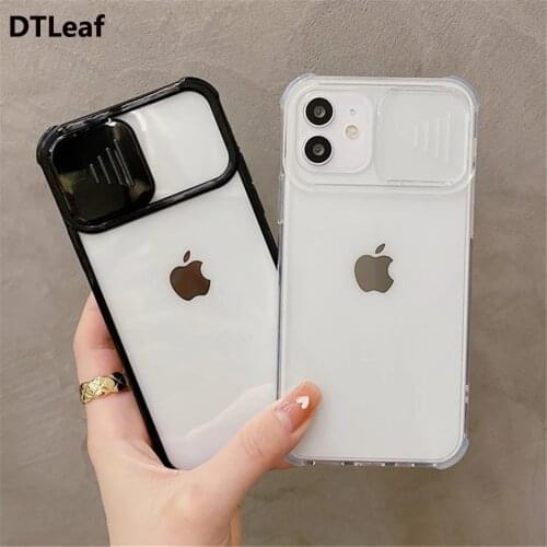 Slide Camera Lens Protector Phone Case For iPhone 12 11 Pro Max 8 7 Plus XS SE 2 12 Mini XR X Soft Transparent Shockproof Cover