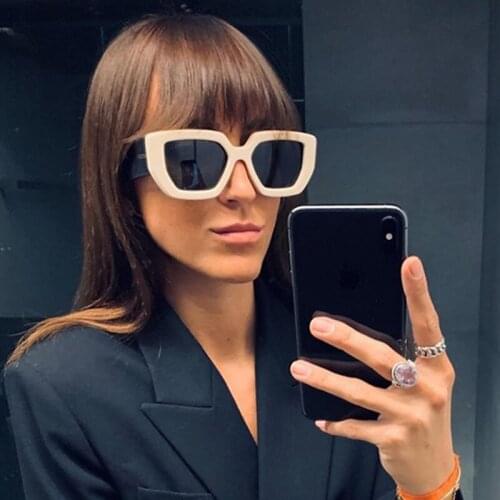 Vintage Punk Sqaure Sunglasses For Women Fashion Double Color Frame Wide Leg Gradient Cat Eye Sun Glasses Men Classic Eyewear