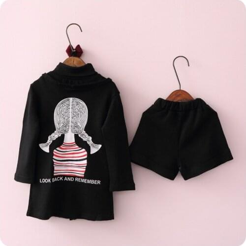 2016 Korean Childrens Garment Autumn Pieces Set New Pattern Girl Baby Girl Loose Unlined Upper Garment Shorts Tight Pants Suit