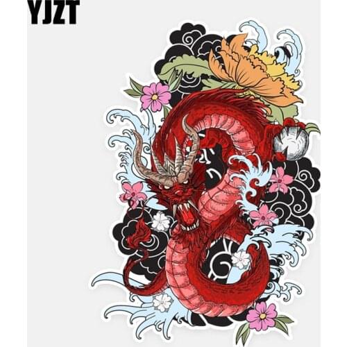 YJZT 13.5CM*19CM Red Dragon Decal Colored Decoration Car Sticker PVC Car Accessories 5-1108