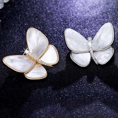 Animal butterfly white natural shell brooch for women cute aesthetic 2020 trend dress clothes pins accessories jewelry badge