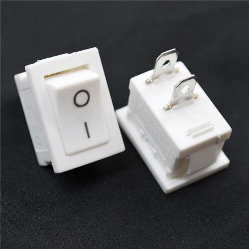 10PCS/KCD1-101 rocker power switch 6A250V 10A125V Button switch SKPT 2 feet 15*21mm control switch pure white Hot sale ON-OFF 2P
