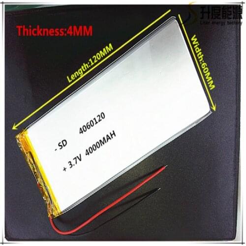 Free shipping 3.7 V lithium polymer battery 4060120 tablet battery 4000 mah mobile power