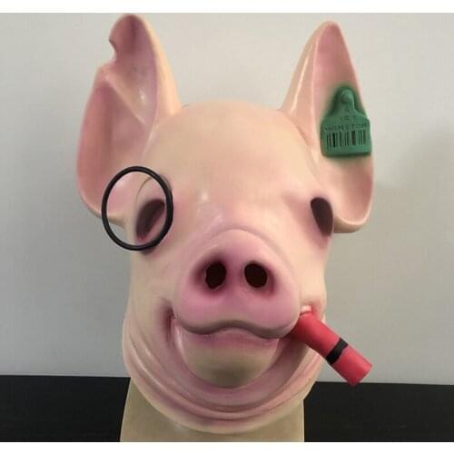 Takerlama Cosplay Watch Mask Pig Head Latex Masks Animal Face Mascarilla Halloween Party Masque Collection Props