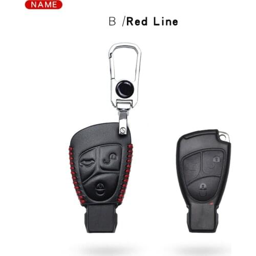 Car Key Case Rings Leather Holder For Mercedes Benz W211 C180 W140 W163 W205 W204 W203 W176 W177 W210 CLA Accessories Auto Parts