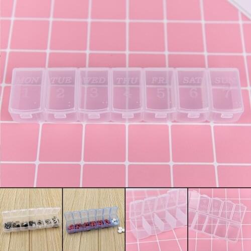 Weekly 7 Days Pill Case Medicine Storage Tablet Pill Box With Clip Lids Medicine Organizer Dispenser 3 Colors