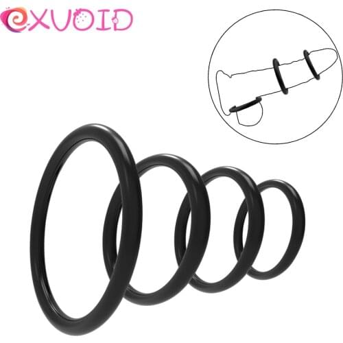 EXVOID 4PCS Penis Ring Lasting Delay Ejaculation Cock Rings Penis Trainer Sexy Penis Sleeve Sex Toys for Men Erection