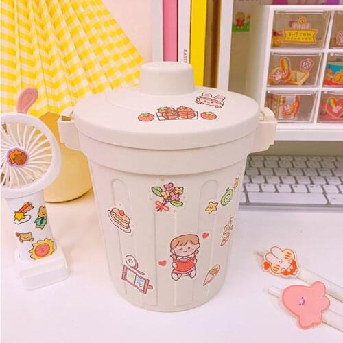 Cute Large Capacity Desktop Pen Makeup Brush Storage Bucket School Office Stationery Trash Organizer Kawaii Round Pen Holder