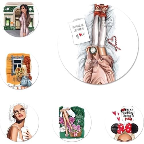 VOGUE Christmas Princess Girl boss coffee Icons Pins Badge Decoration Brooches Metal Badges For Backpack Decoration